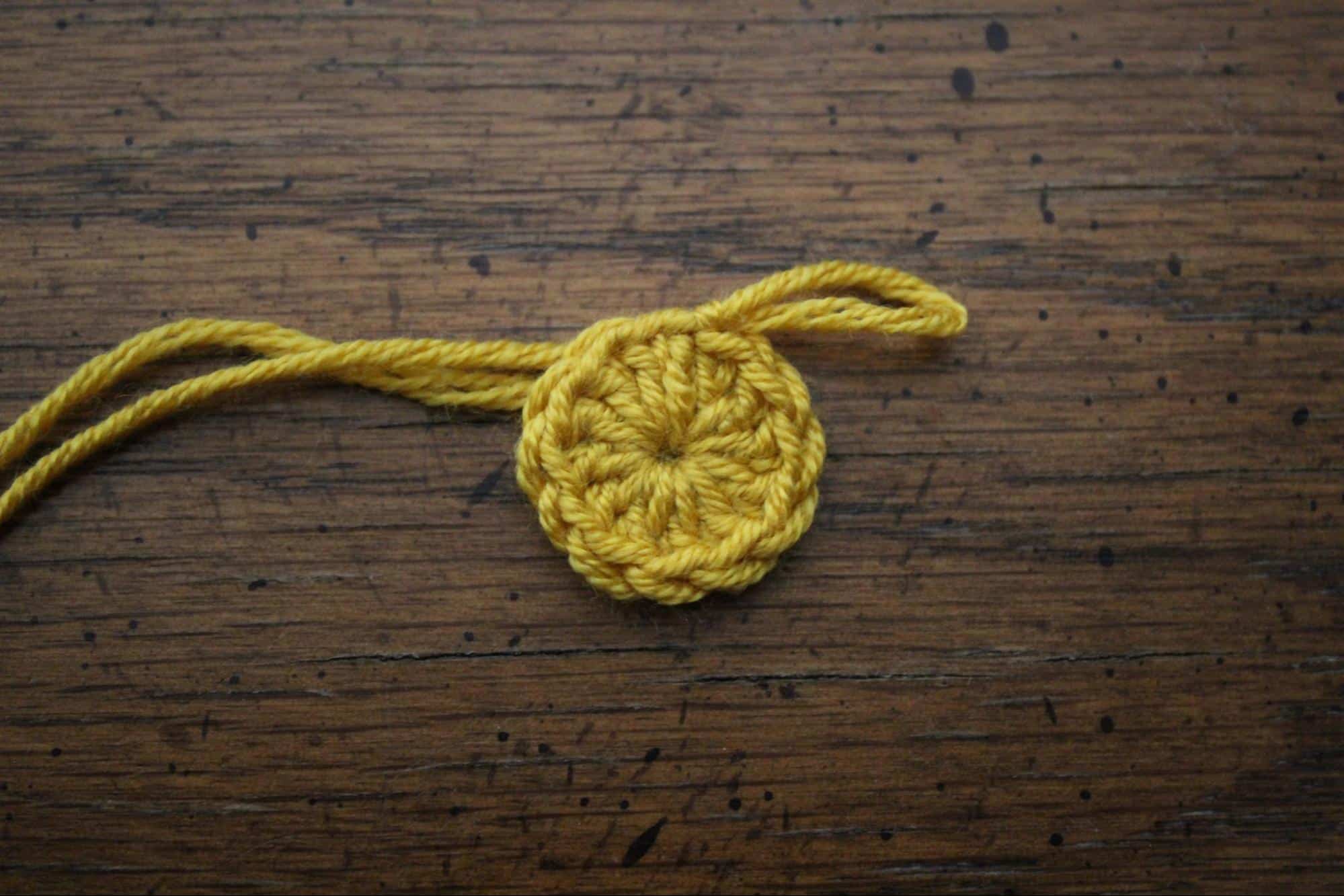 Round 1 Daffodil Flower Daffodil Flower Motif starting round in yellow for woodland dishcloth hanger