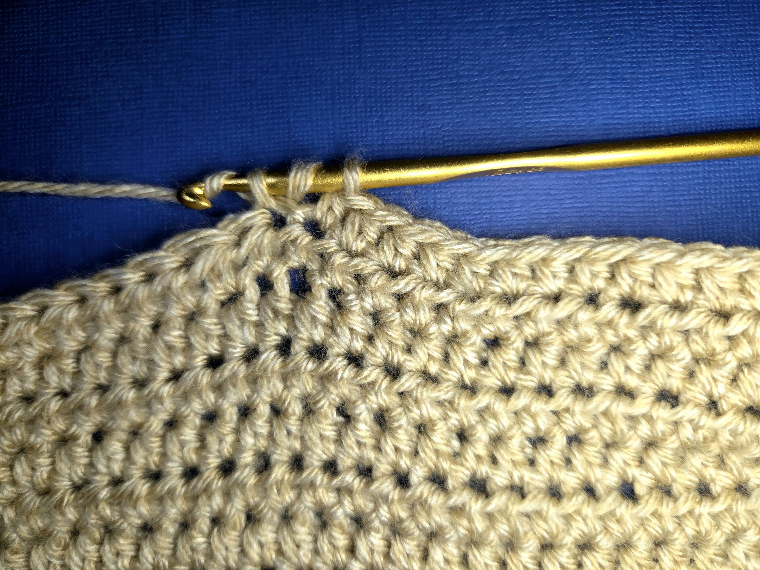 half double crochet calming stitch yarn over with three loops