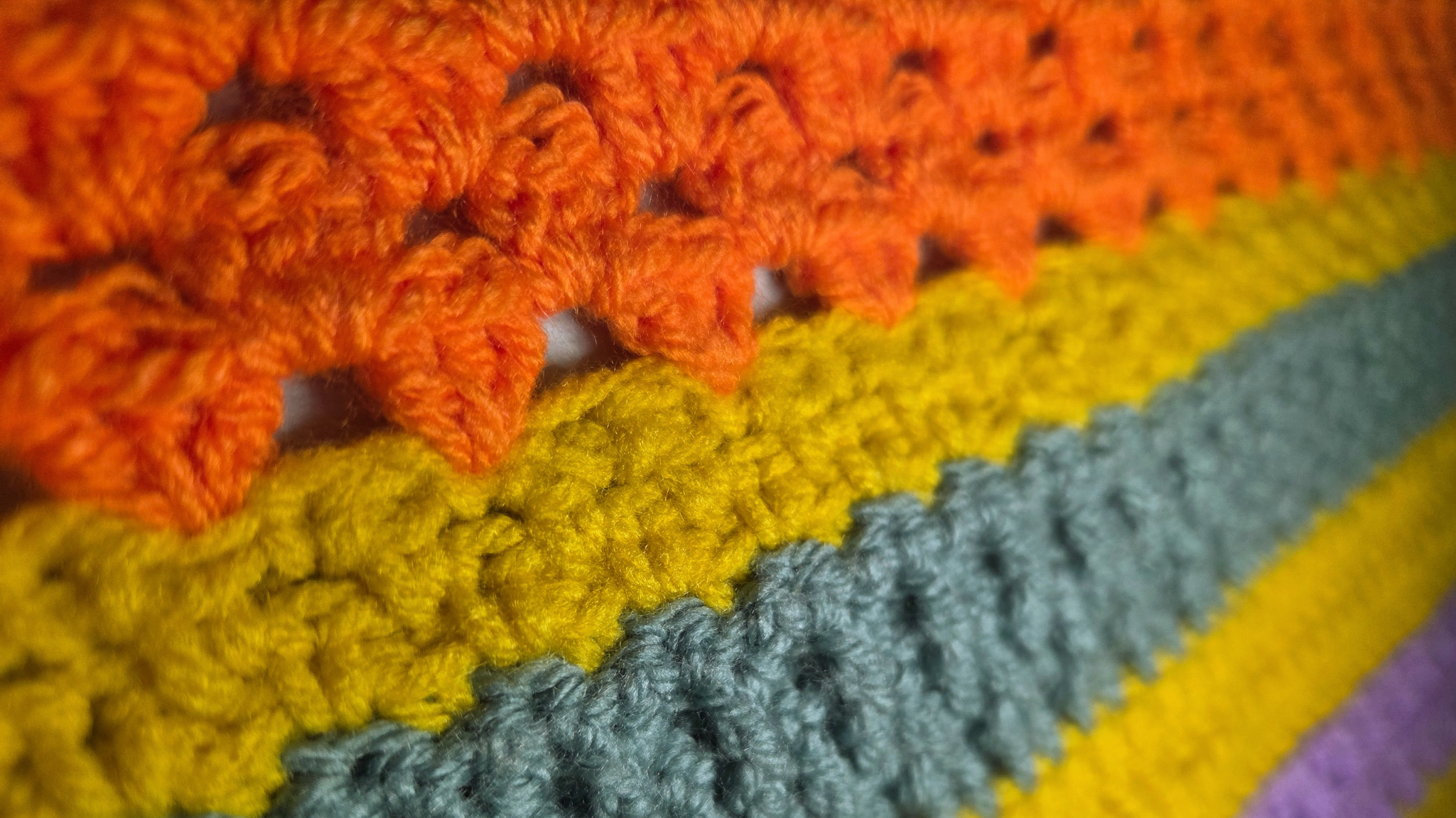 Close up of sampler blanket Sampler blanket close up. Highlighting intention within mindful crochet.